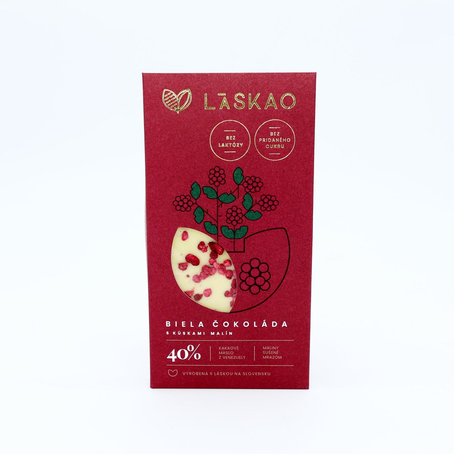 Biela čokoláda s malinami 75g