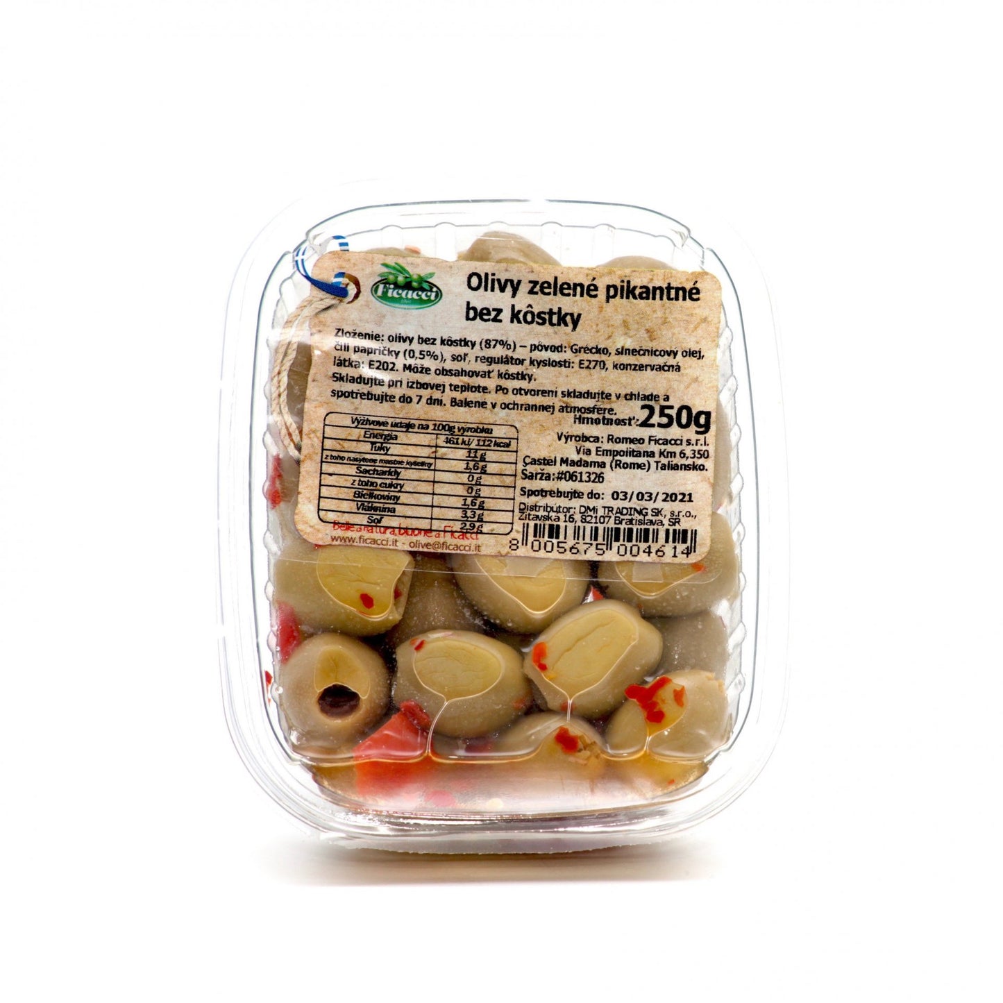 Zelené olivy s paprikou Chalkidiki 250g