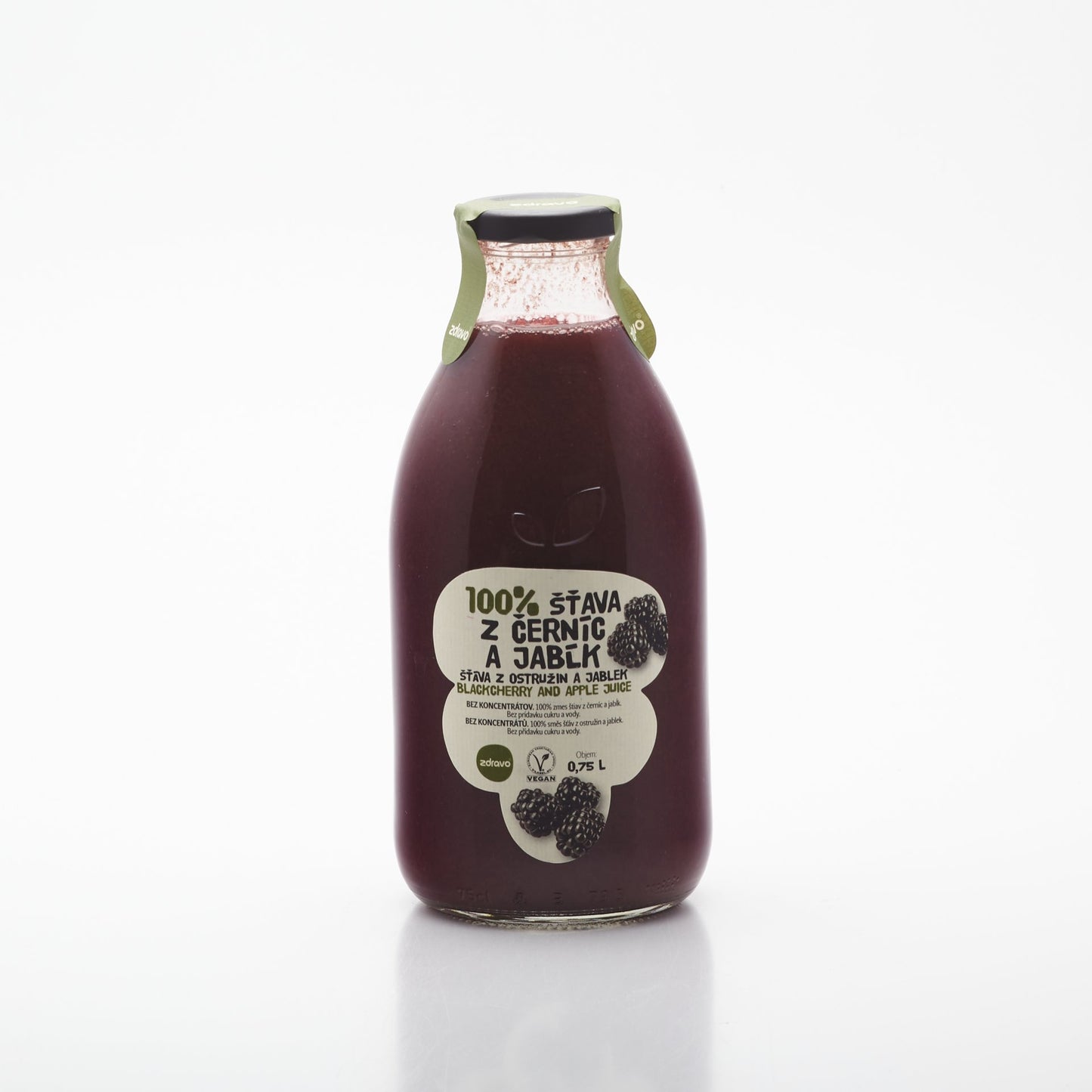 ZDRAVO šťava černica-jablko 100% 0,75l